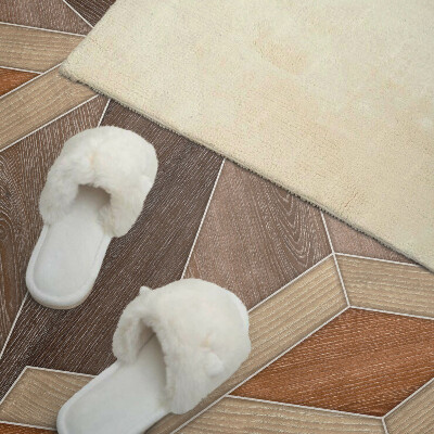 Rectangular bathroom wall panel Geometric pattern made of natural wood