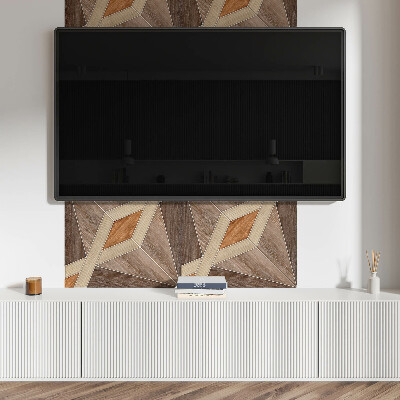 Rectangular bathroom wall panel Geometric pattern made of natural wood