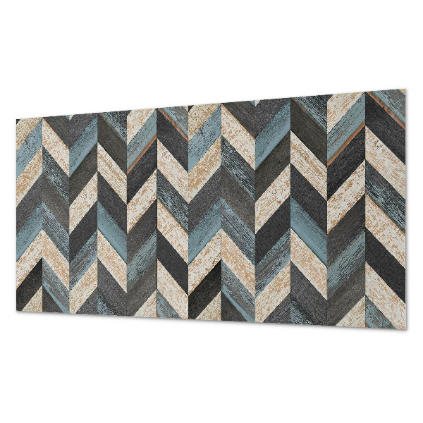 Rectangular wall panel Zigzag motif with a wooden accent