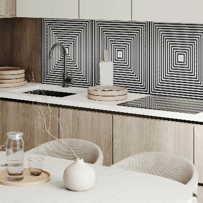 Rectangular wall panel A pattern of concentric lines in squares