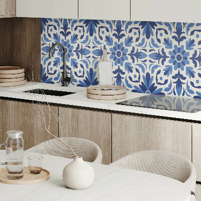 Rectangular bathroom wall panel Floral motif with green leaves