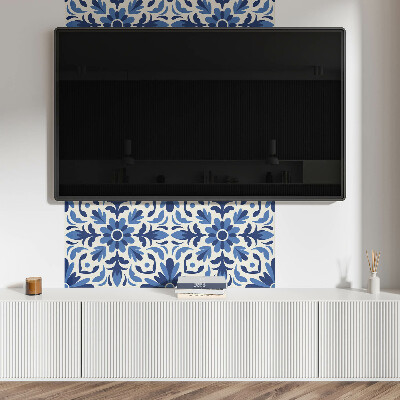 Rectangular bathroom wall panel Floral motif with green leaves