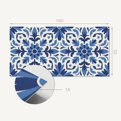 Rectangular bathroom wall panel Floral motif with green leaves