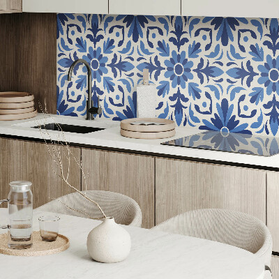 Rectangular bathroom wall panel Floral motif with green leaves