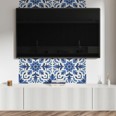 Rectangular bathroom wall panel Floral motif with green leaves