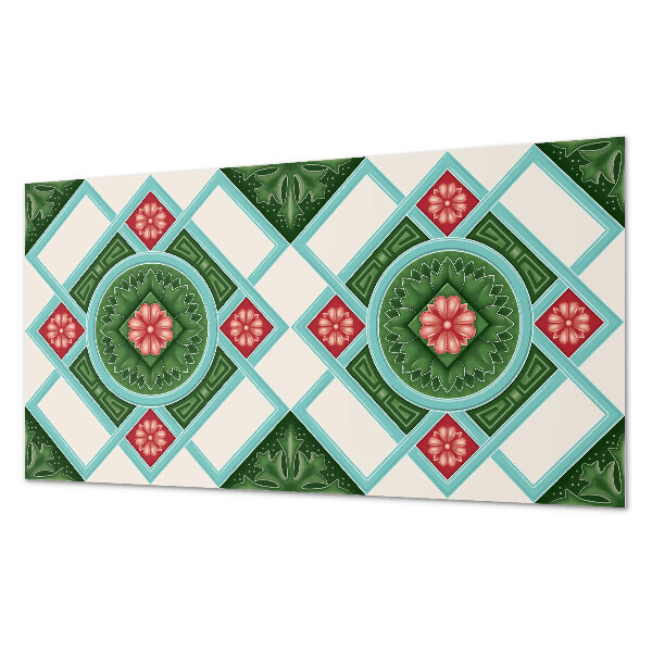 Rectangular bathroom wall panel Floral motif in a rhombus arrangement