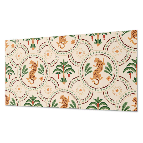 Rectangular decorative wall panel Tropical leopard motif