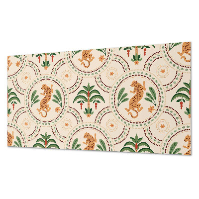 Rectangular decorative wall panel Tropical leopard motif
