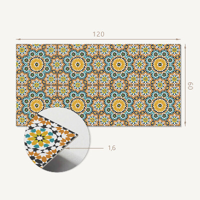 Rectangular wall panel Mosaic motif with floral accents