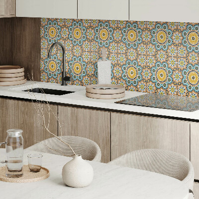 Rectangular wall panel Mosaic motif with floral accents