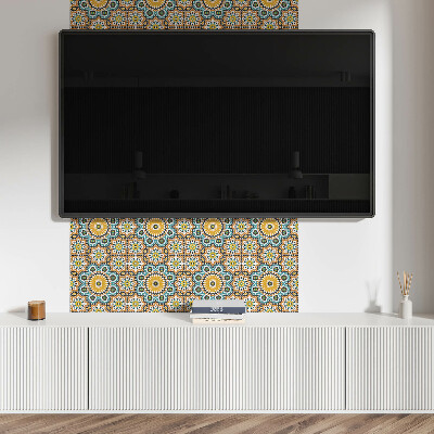 Rectangular wall panel Mosaic motif with floral accents