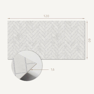 Rectangular bathroom wall panel Herringbone pattern in three dimensions