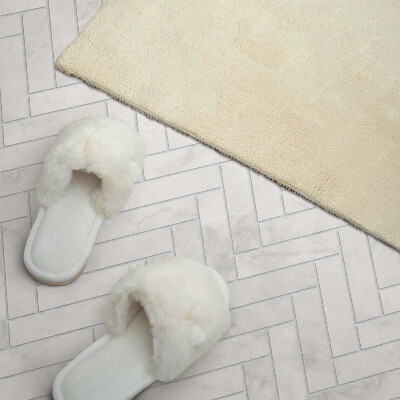Rectangular bathroom wall panel Herringbone pattern in three dimensions