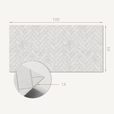 Rectangular bathroom wall panel Herringbone pattern in three dimensions