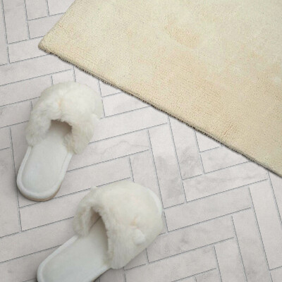 Rectangular bathroom wall panel Herringbone pattern in three dimensions