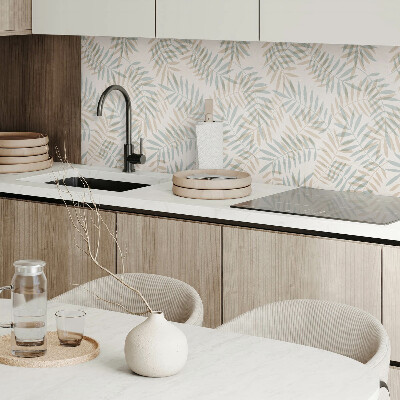 Wall panel square Leafy pattern in muted tones