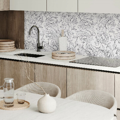 Pvc wall panel square A pattern of flowers surrounded by leaves