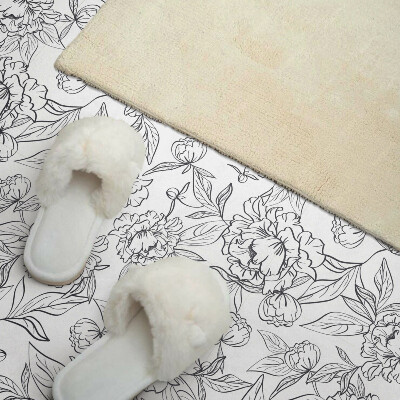 Pvc wall panel square A pattern of flowers surrounded by leaves