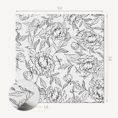 Pvc wall panel square A pattern of flowers surrounded by leaves