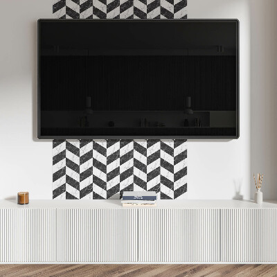 Pvc wall panel square Herringbone pattern in marble design
