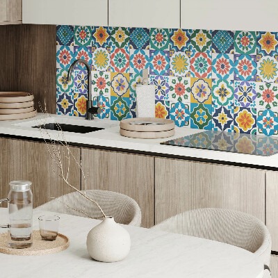Pvc wall panel square Floral motifs with a geometric accent