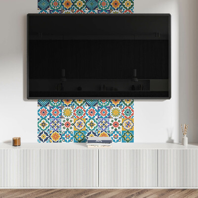 Pvc wall panel square Floral motifs with a geometric accent