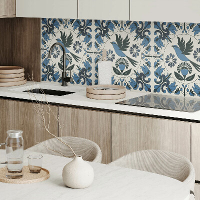 Wall panel square Pattern with birds and floral accents