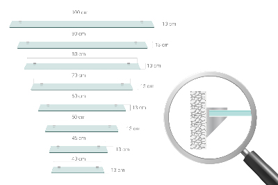 Glass mirror shelf transparent