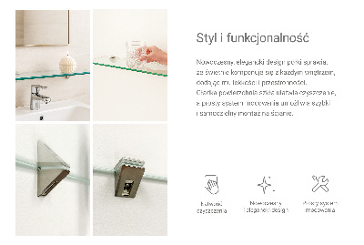 Glass mirror shelf transparent