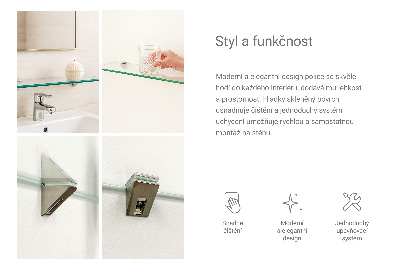 Glass mirror shelf transparent