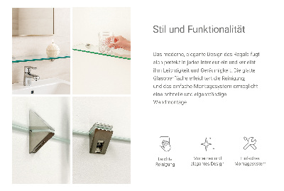 Glass mirror shelf transparent