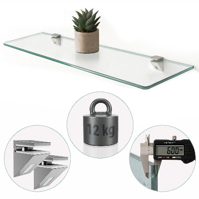 Glass mirror shelf transparent