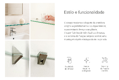 Glass bathroom shelf transparent