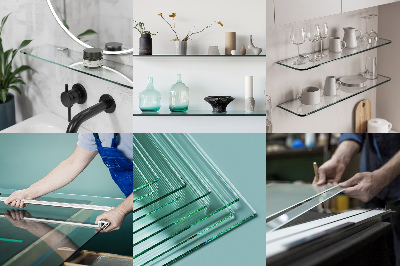 Glass mirror shelf transparent