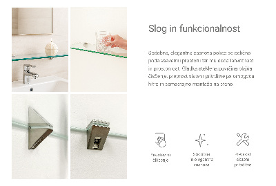 Glass mirror shelf transparent