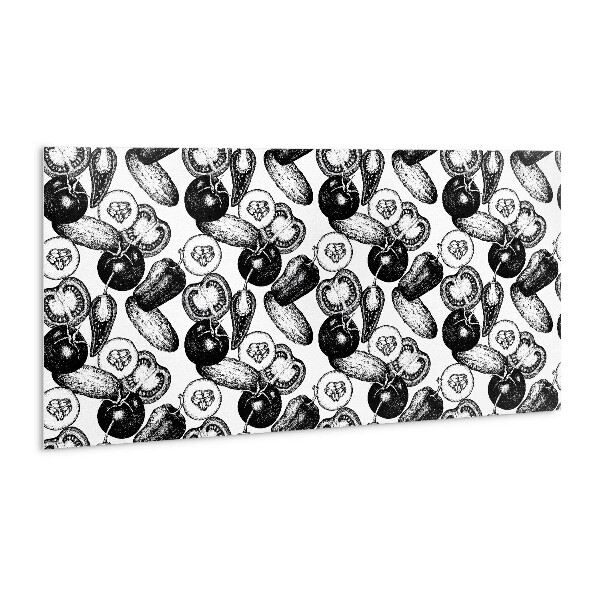 Wall panel Black and white vegetables