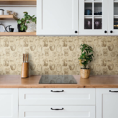 Wall panel Jars on a brown background