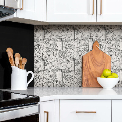 Wall paneling Theme with a bottle of wine and vegetables