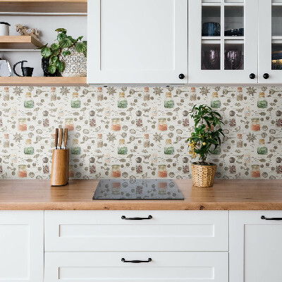 Wall paneling Spices in jars