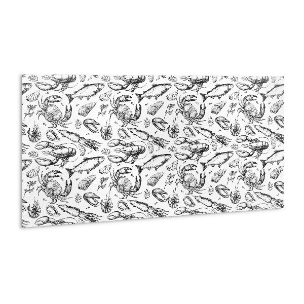 Wall paneling Seafood in black and white