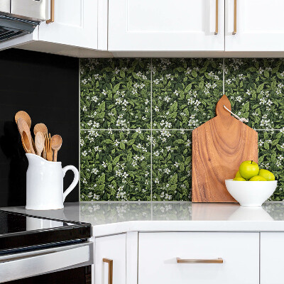 Wall paneling White flowers and leaves