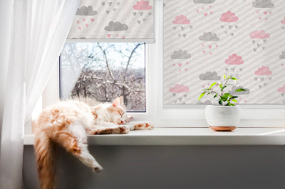 Roller blind for window Pink and gray clouds