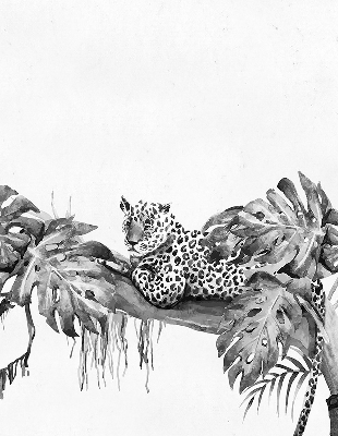 Blind for window Drawed cheetahs on the branch