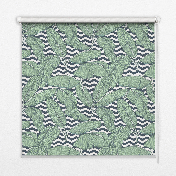 Roller blind for window Palm leaves on white and black background