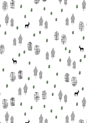 Roller blind Drawed trees and deer