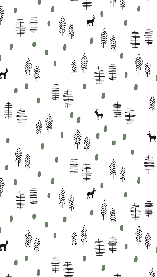 Roller blind Drawed trees and deer