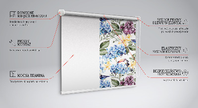 Roller blind for window Toucans and flowers