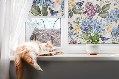 Roller blind for window Toucans and flowers