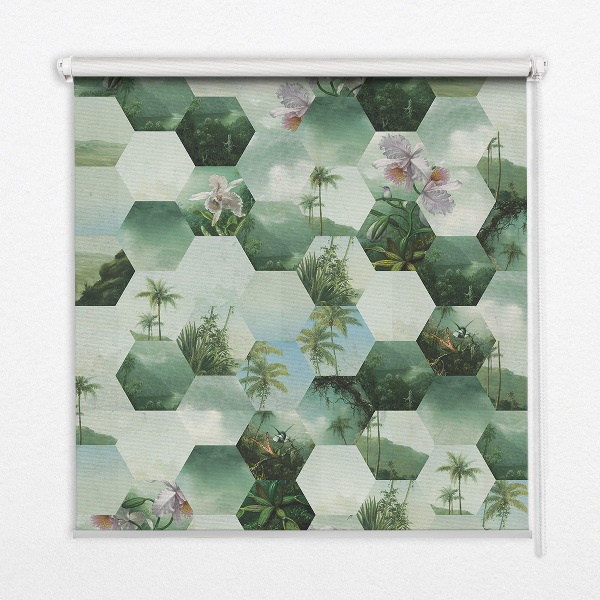 Daylight roller blind Green hexagons