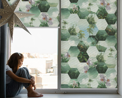 Daylight roller blind Green hexagons